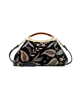 Patricia Nash Velvet Jacquard Kelmscott Frame Satchel Bag