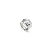 UNOde50 Sterling Silver Metal Crystal Clad Ring