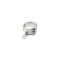 UNOde50 Sterling Silver and Faceted Triple Metal Ring