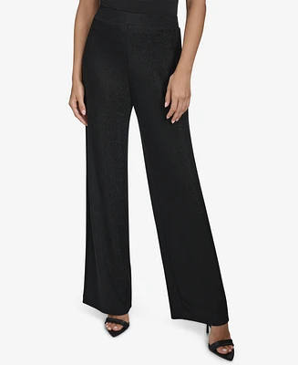 Halston Women's Metallic-Knit Pull-On Pants