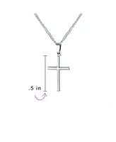 Bling Jewelry Delicate Petite X- Small Tube Simple Religious Cross Pendant Necklace .925 Sterling Silver