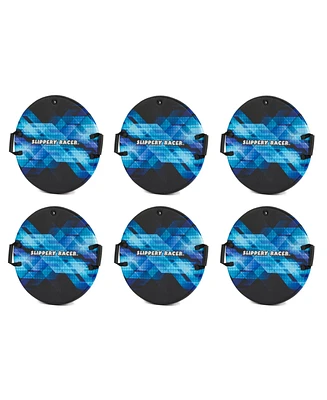 Slippery Racer Downhill Zeus Kids Foam Saucer Disc Snow Sled, Midnight (6 Pack