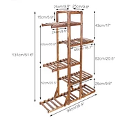 Unho 6-Tiered Wood Plant Stand Flower Pot Rack Bonsai Display Bench Patio Shelf Porch