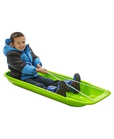 Lucky Bums Snow Kids 48 Inch 1 Person Plastic Toboggan Sled w/ Pull Rope, Green