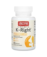 Jarrow Formulas K-Right - Vitamin K-Complex (K1, Mk-4, Mk-7, D3) - 60 Servings (Softgels)