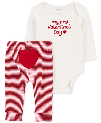 Carter's Baby My First Valentine's Day Cotton Bodysuit & Pants, 2 Piece Set