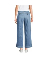 Lands' End Petite Mid Rise Denim Wide Leg Ankle Jeans