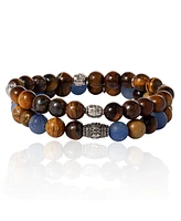 Lucky Brand Tiger s Eye & Sodalite Beaded Stretch Bracelets - Natural Stone Bracelet Set for Men