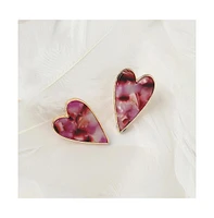 Sohi Women's Marble Heart Stud Earrings