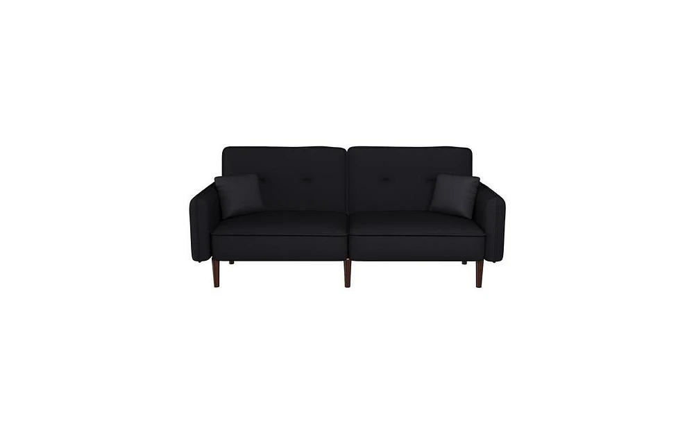 Slickblue Convertible Sofa Bed with Wood Legs - Black Cotton Linen Fabric for Stylish Living Rooms