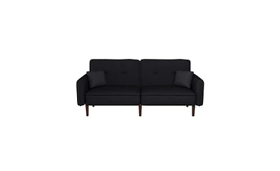 Slickblue Convertible Sofa Bed with Wood Legs - Black Cotton Linen Fabric for Stylish Living Rooms