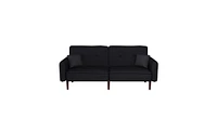 Slickblue Convertible Sofa Bed with Wood Legs - Black Cotton Linen Fabric for Stylish Living Rooms