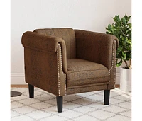 Sofa Chair Brown Faux Suede Leather
