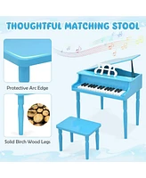 Gymax 30-Key Classic Baby Grand Piano Toddler Toy Wood w/ Bench & Music Rack