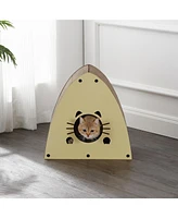 The Licker Store Koko 19" Modern Cardboard Triangle Cat Cave Scratcher with Catnip