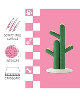 The Licker Store Socorro 34.25" Modern Jute Double-Cactus Cat Scratching Post with Flower Toys