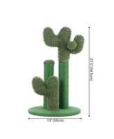 The Licker Store Marfa Modern Jute Triple-Cactus Cat Scratching Post with Fuzzy Toy