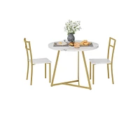 Round Dining Table Set for 2, Modern Kitchen Table Chairs Set of 2,Small Dining Room Table Set with 2 Upholstered Chairs, Furniture Set Dinette for Sm