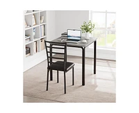 Dining Table Set for 2, 3 Piece Small Table and Chairs Set of 2, Kitchen Table Set With Pu Cushion Chairs, Kitchen and Dining Room Square Table Set fo