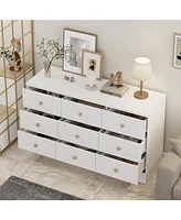 Homsee White Elegant Dresser With 9 Drawers