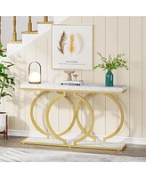 Tribesigns 55 inch Faux Marble Entryway Table Narrow Long Sofa Table, Modern Accent Table