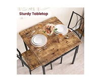 gaomon Kitchen Dining Room Table Set for 2 with Chairs, Dining Table with 2 Chairs, 3 Piece Dining Table Set, Rustic Brown