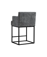 The Pop Home Set of 2 High Quality Counter Height Bar Stools,Black Metal Frame Bar Chairs with Backs-The Pop Home