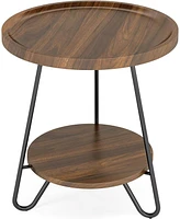 Tribesigns 2-Tier End & Side Table with Metal Legs, Modern Industrial Beside Table, Small Accent Table Snack Table