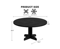 gaomon Round Dining Table for 4-6 People, 47 Inch Farmhouse Kitchen Table with Wooden Tabletop and Stable Base, Circle Dinning Room Table for Home Din