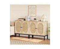 gaomon Buffet Cabinet, Rattan Storage Cabinet with Doors and Shelves, Accent Cabinet Sideboard, Wood Console Cabinet with Storage Entryway Cabinet for