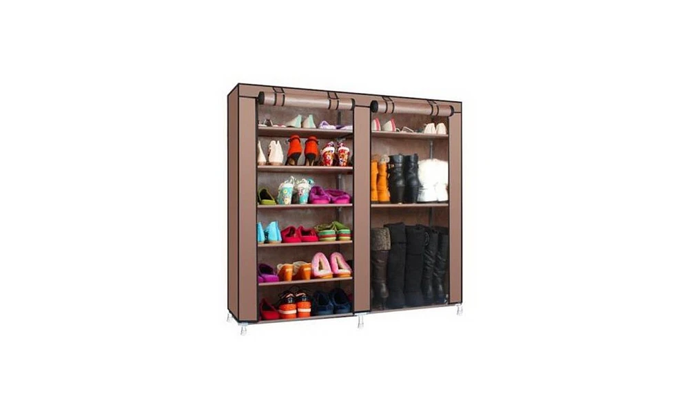 Slickblue Double Row Shoe Cabinet with 9 Lattices Stylish and Functional Storage Solution