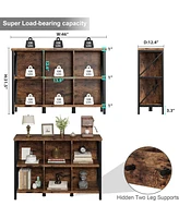 gaomon Industrial Horizontal Bookshelf with Metal Frame & 6 Cube for Living Room