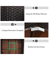 Sugift 4 Pieces Ottoman Garden Patio Rattan Wicker Furniture Set with Cushion