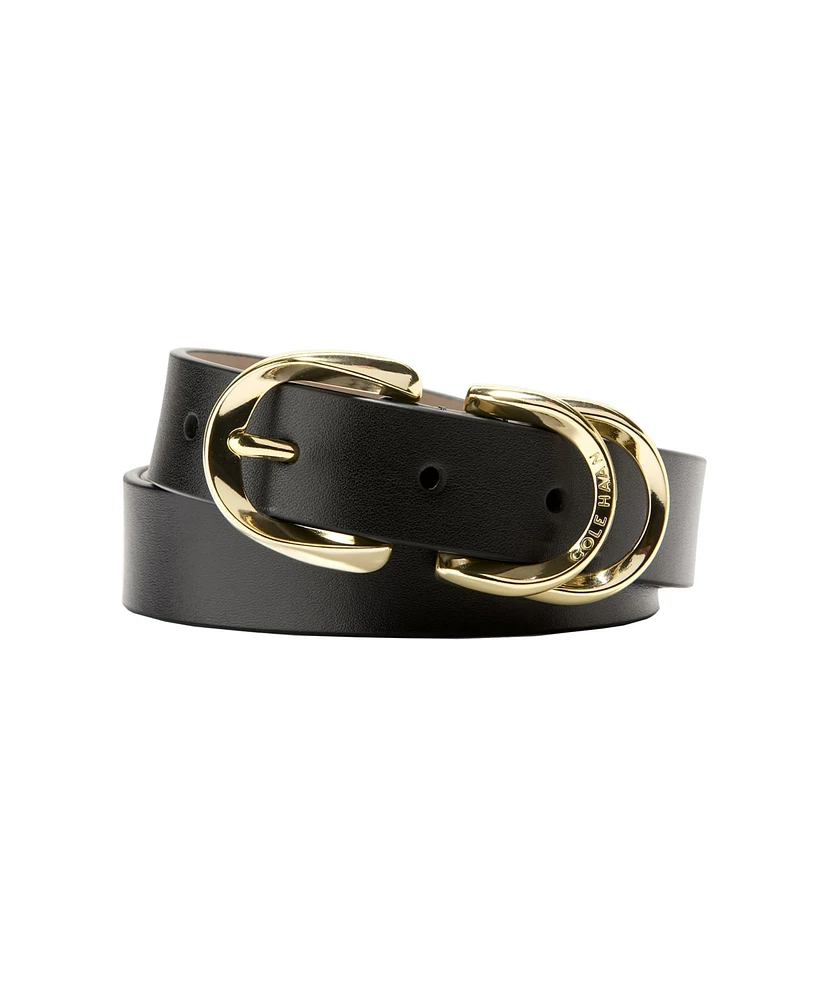 Cole Haan Women's Genuine Leather Sculptured Harness Buckle Belt