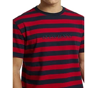 Guess Jeans Men's Regular-Fit Stripe Embroidered Logo Graphic T-Shirt