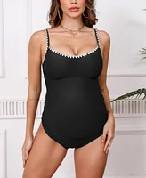 Cupshe Maternity Ruched Shell Stitched Back Cutout One Piece Swimsuit