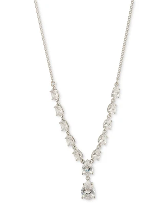 Givenchy Silver-Tone Crystal Pear Fancy Lariat Necklace, 16" + 3" extender