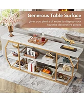 Tribesigns Industrial Sofa Table Behind Couch with 6 Storage,70.9 Inch Extra Long Console Table