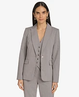 Calvin Klein Women's Pinstripe One-Button Blazer