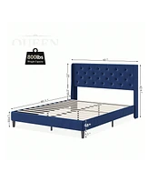 gaomon Bed Frame With Wingback, Upholstered Platform Diamond Tufted Headboard, Wooden Slats Support, Easy Assembly, Noise