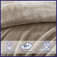 Poppy & Fritz Solid Plush-Fleece Grey Blanket-Full/Queen