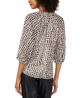 Vince Camuto Women's Printed 3/4 Sleeve Split-Neck Button Top