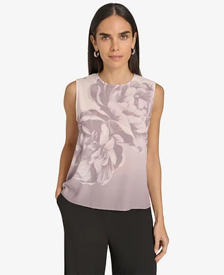 Calvin Klein Women's Printed Crewneck Sleeveless Top