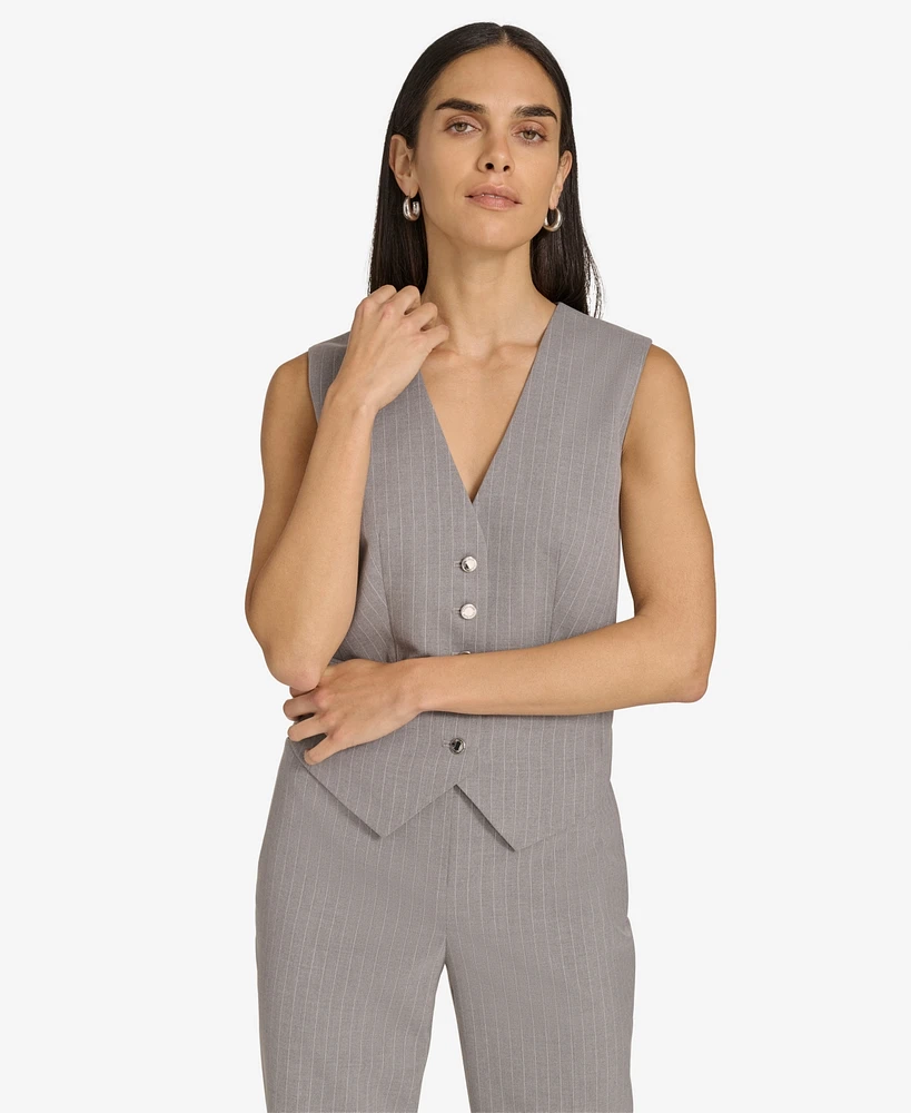 Calvin Klein Women's Pinstripe Button-Front Vest