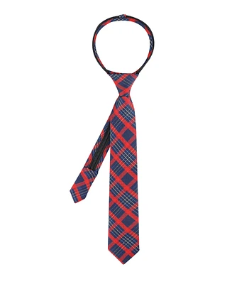 Tommy Hilfiger Boys Doyers Plaid Pre-Tied Zipper Necktie