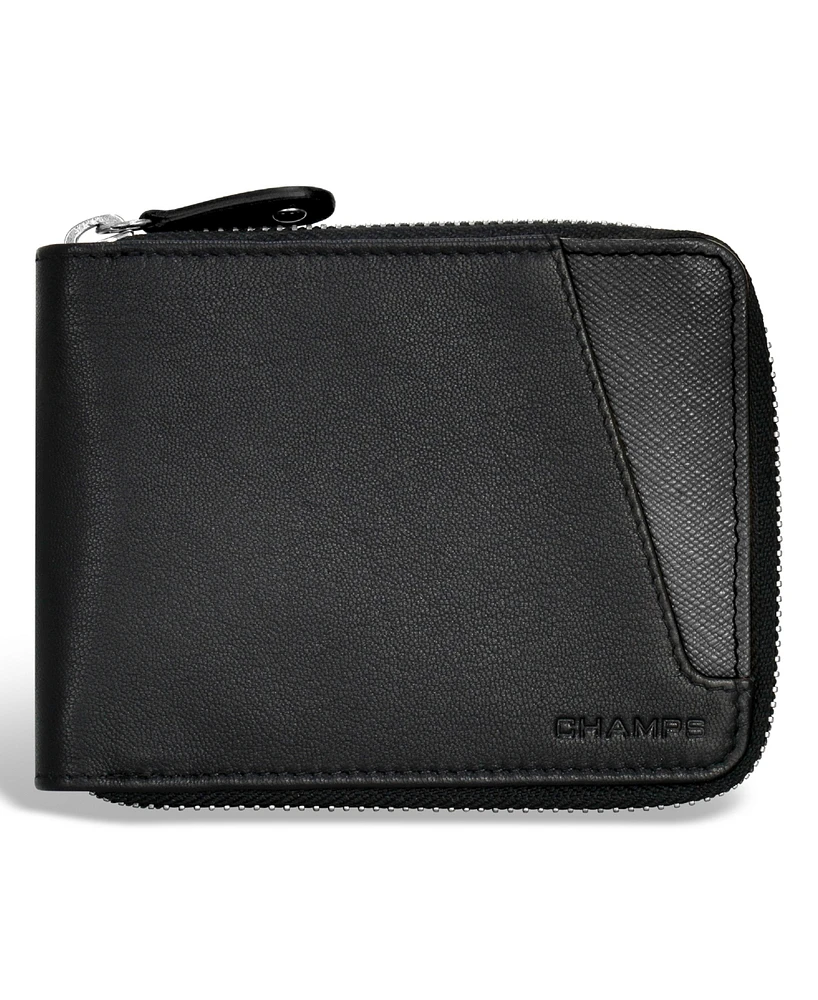 Champs Men's Iconic Collection Leather Zip Around Wallet