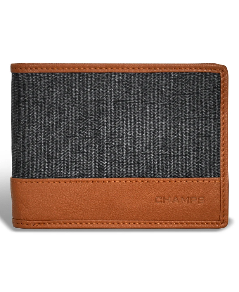 Champs Men's Denim Collection Leather Top Wing Wallet