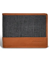 Champs Men's Denim Collection Leather Top Wing Wallet