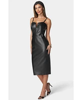 Bebe Women's One Shoulder Faux Leather Blazer Dress