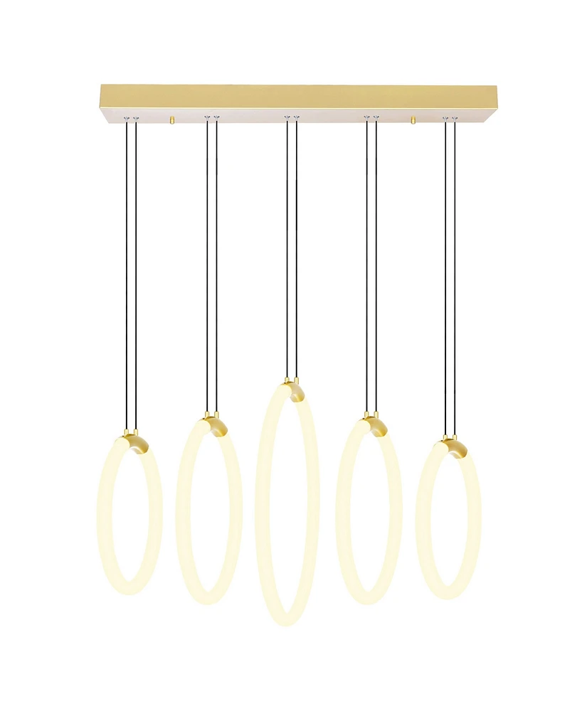 Cwi Lighting 20" Metal Hoops 5 Light Led Chandelier